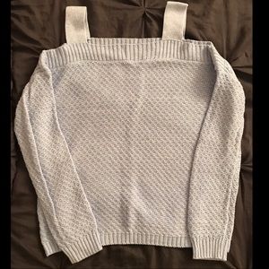 Crop cold shoulder sweater